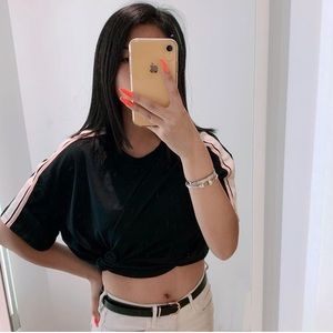 Boxy Ribbon Sleeve Crop Top